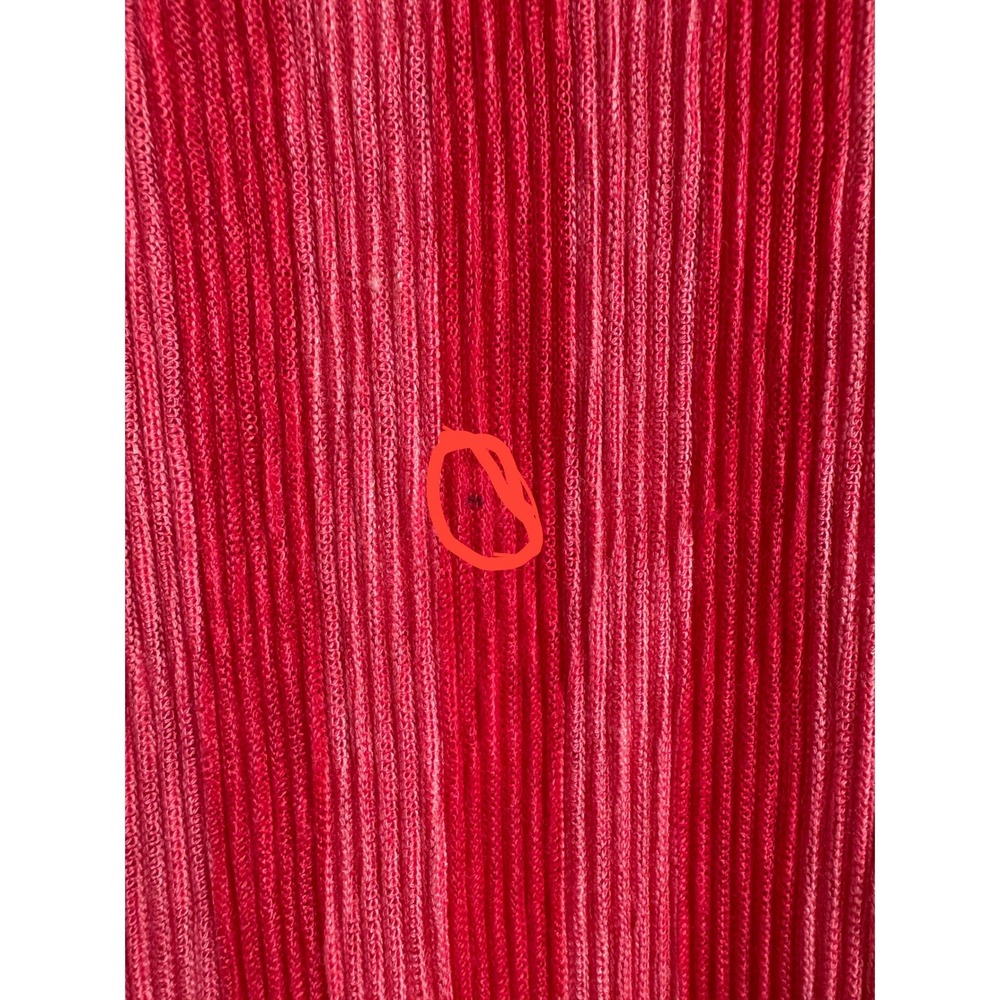 Chicos Crinkle Lace Up Top SS Knit Fashion Coral Fuchsia Stripe Size 2 Large NWT - Picture 3 of 13